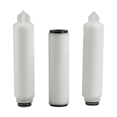 0.45um पीपी Pleated फिल्टर Polypropylene अंत टोपी के साथ छिद्र आकार 0.1um-60um अधिकतम तापमान 82°C