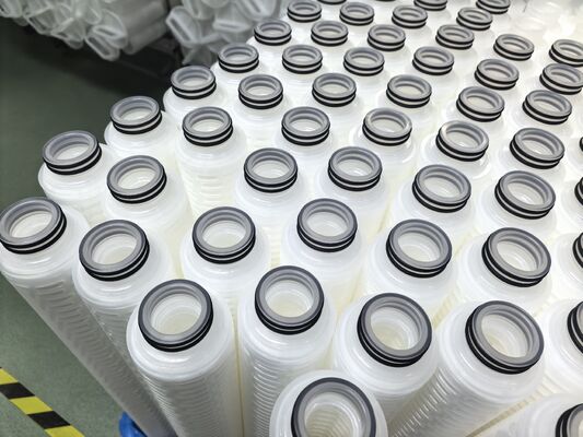 40-Inch PTFE Pleated Filter Cartridge with PTFE Membrane for High Flow Rate Chemical and High-Purity Liquid Filtration